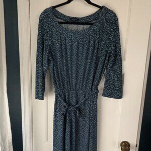 Vintage Blue Patterned Lands End dress 0X